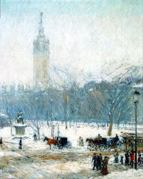Childe Hassam Snowstorm, Madison Square Spain oil painting art